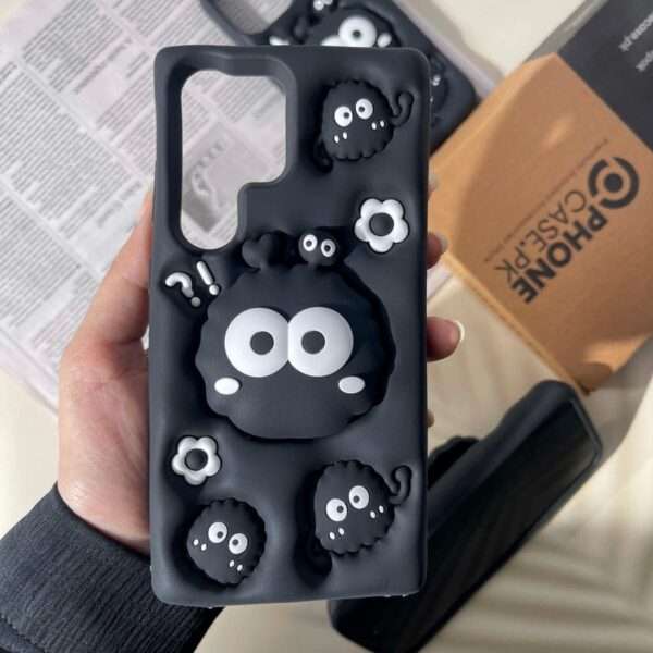 Galaxy S24 Ultra Cute 3D Soot Sprites Case with Pop-Socket Kickstand - Image 2