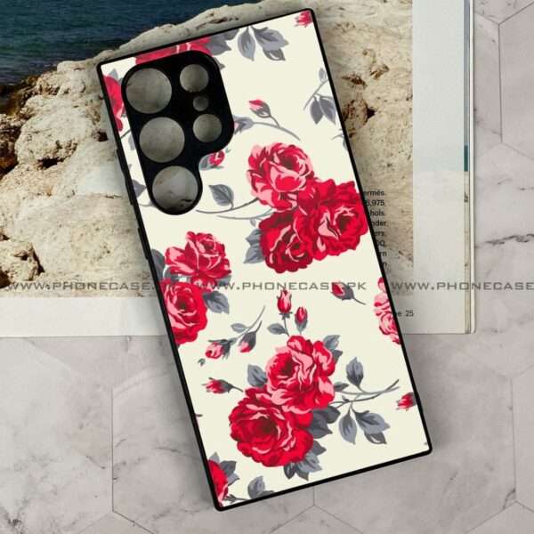 Samsung Galaxy S24 Ultra - Floral Series Design 8 - Premium Printed Glass soft Bumper Shock Proof Case