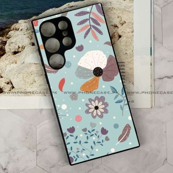 Samsung Galaxy S24 Ultra - Floral Series Design 8 - Premium Printed Glass soft Bumper Shock Proof Case - Image 2